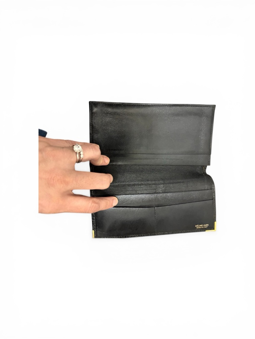 Celine Black Croc Embossed Leather Bifold Wallet | Gold Hardware - Picture 5 of 6